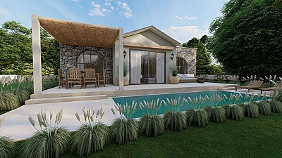 Yalıçiftlik'te Şömineli, Havuzlu, Yerden Isıtmalı 4+1 Müstakil Villa